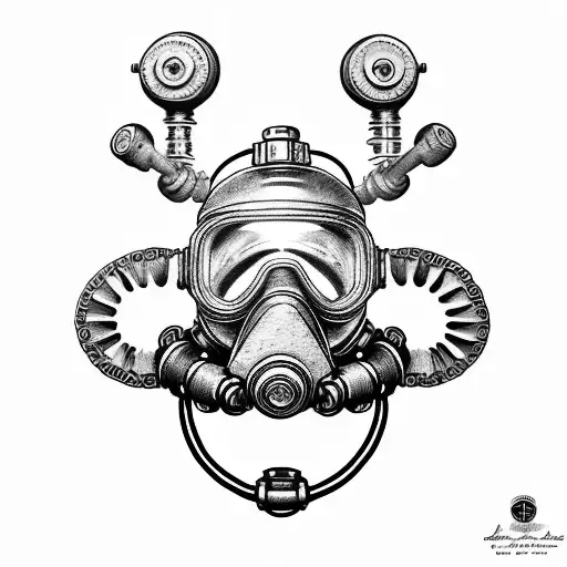 rebreather diving tattoo design idea