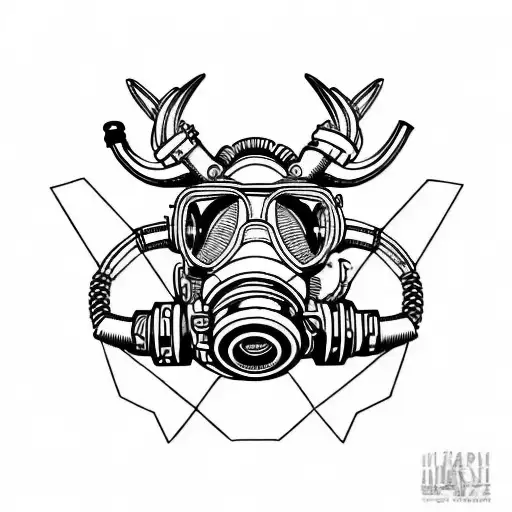 rebreather diving OX tattoo design idea