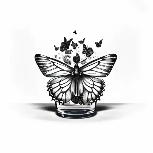 butterfly trapped in a bottle  tattoo design idea