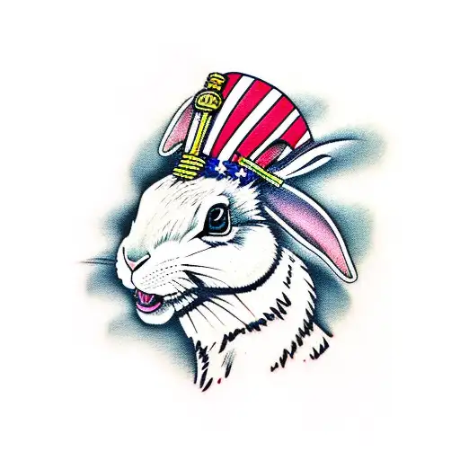 fine line rabbit tattoo design idea