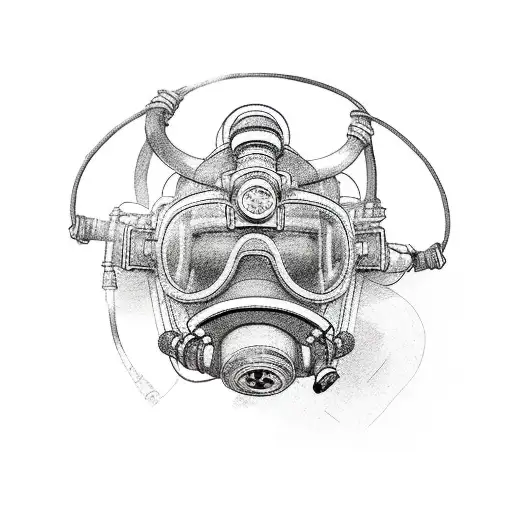rebreather diving OX with pressure guage for face tattoo design idea