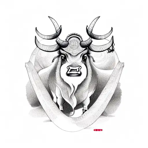 chinese ox\ horns tattoo design idea
