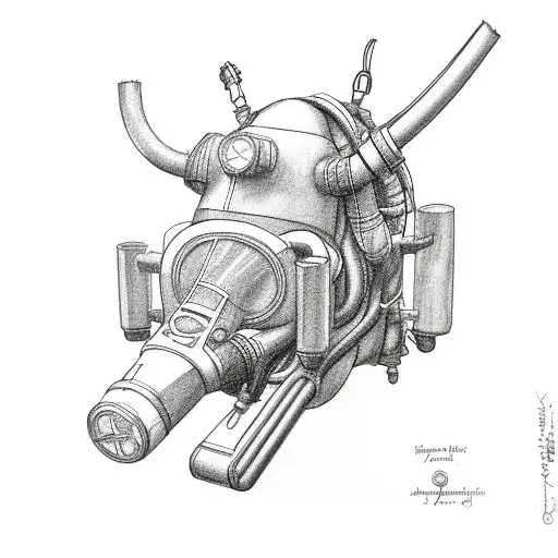rebreather diving ox tattoo design idea