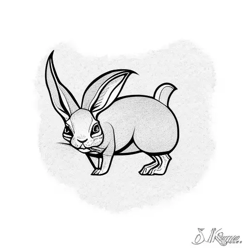 fine line rabbit tattoo design idea