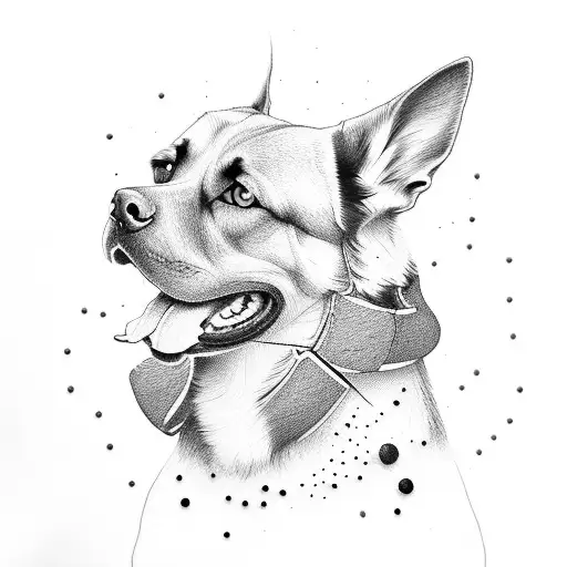 german sheppard with gum tattoo design idea