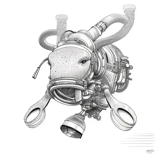 rebreather diving ox tattoo design idea