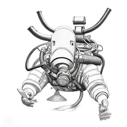 rebreather diving ox tattoo design idea
