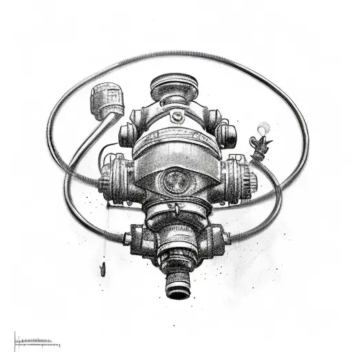 rebreather diving OX with pressure guage for face tattoo design idea