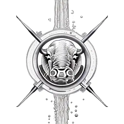 diving ox tattoo design idea