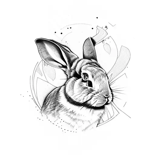 one line rabbit tattoo design idea