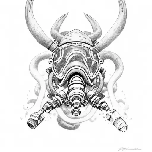 rebreather diving ox tattoo design idea