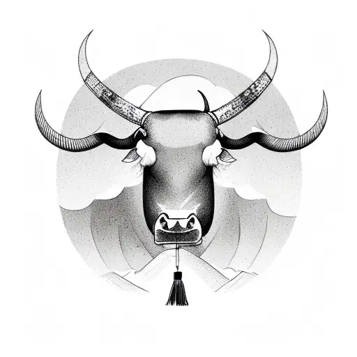 chinese ox\ horns tattoo design idea