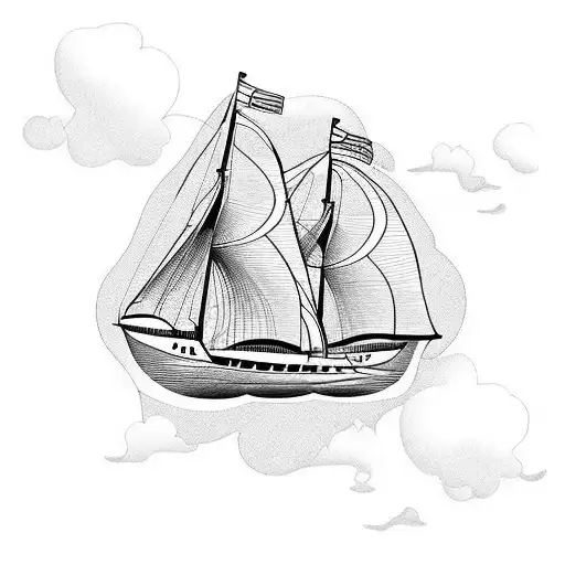 Maritime Sailboat sea wind sun tattoo design idea