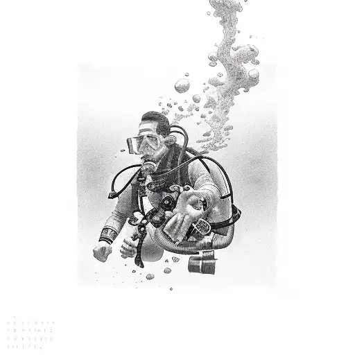 diving double cylinders tattoo design idea