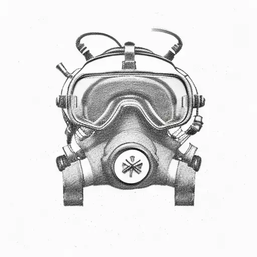rebreather diving OX with pressure guage for face tattoo design idea