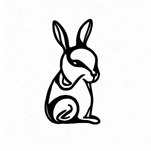 continuous line rabbit tattoo design idea