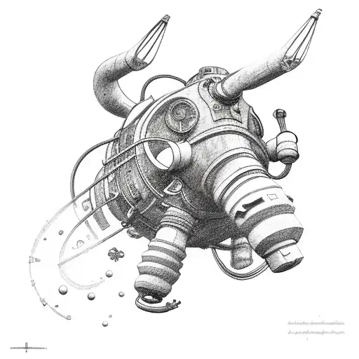 rebreather diving ox tattoo design idea