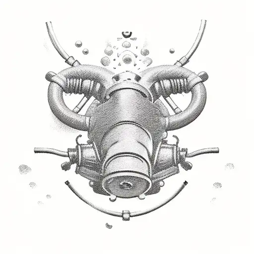 rebreather diving OX with pressure guage for face tattoo design idea