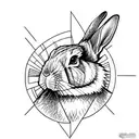 fine line rabbit tattoo design idea
