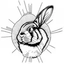 fine line rabbit tattoo design idea