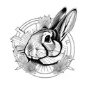 fine line rabbit tattoo design idea