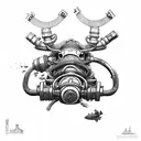 rebreather diving OX tattoo design idea