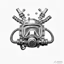 rebreather diving OX tattoo design idea