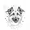 german sheppard with gum tattoo design idea