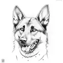 german sheppard with gum tattoo design idea