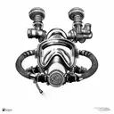 rebreather diving with HUD tattoo design idea