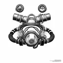 rebreather diving with HUD tattoo design idea