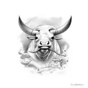 diving ox tattoo design idea