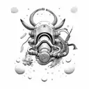 rebreather diving ox tattoo design idea