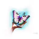 butterfly trapped in a bottle  tattoo design idea