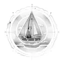 Maritime  boat wind sea tattoo design idea