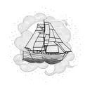 Maritime  boat wind sea tattoo design idea