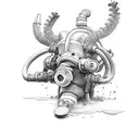 rebreather diving ox tattoo design idea