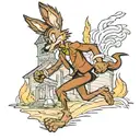 wile e coyote running away from a burning church  tattoo design idea