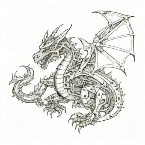 mechanical dragon tattoo design idea