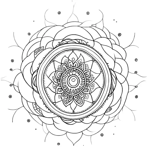 A mandala design incorporating elements of spirituality and nature, representing the client's interest in spirituality and love for plants tattoo design idea