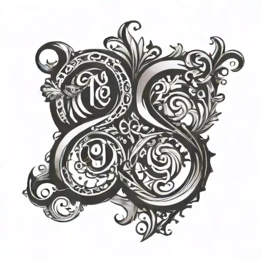 a variation of the number 1 and the letter O, N and E which symbols my 3 kids' first letter in their names tattoo design idea