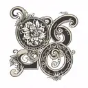 a variation of the number 1 and the letter O, N and E which symbols my 3 kids' first letter in their names tattoo design idea