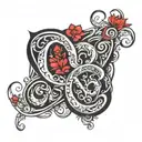 a variation of the number 1 and the letter O, N and E which symbols my 3 kids' first letter in their names tattoo design idea