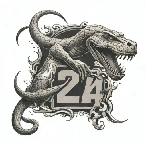 Design a realism tattoo inspired by the Black Mamba, incorporating the number 24 tattoo design idea