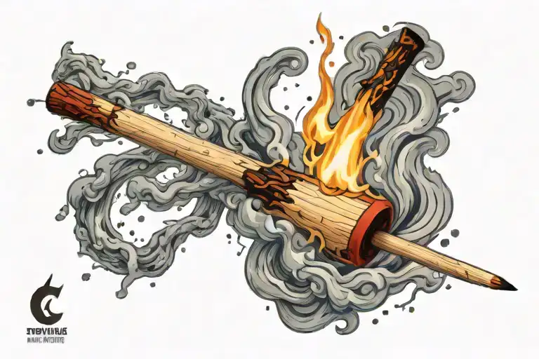 burning match stick tattoo design idea