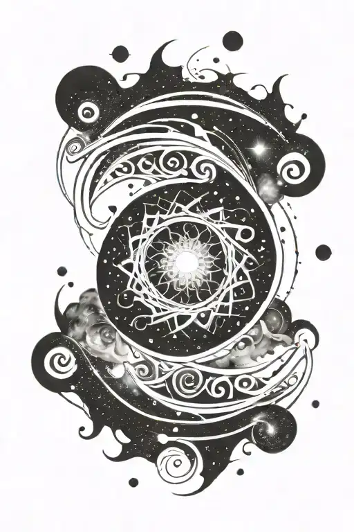 spiral crop circle milky way spin tattoo design idea