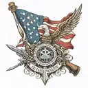 American flag with 2nd amendment  tattoo design idea