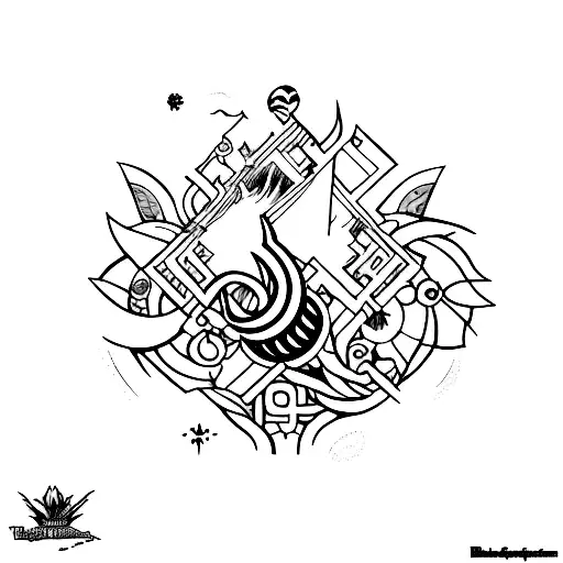 A surrealistic depiction of Trinidad and Tobago's landscape infused with elements from the Kingdom Hearts universe tattoo design idea