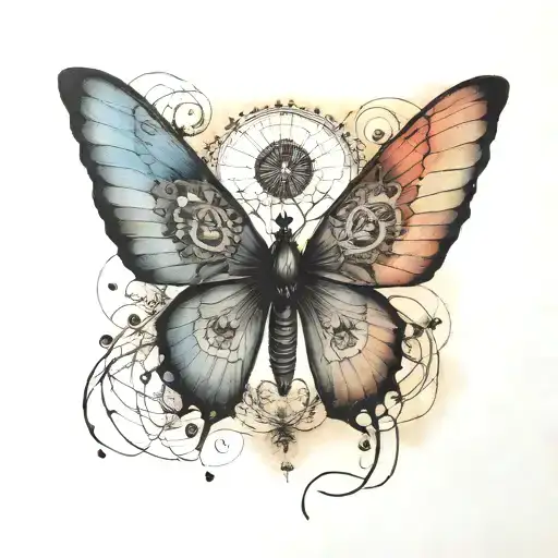 coldplay parachutes album cover with black ink surroud faded tattoo design idea