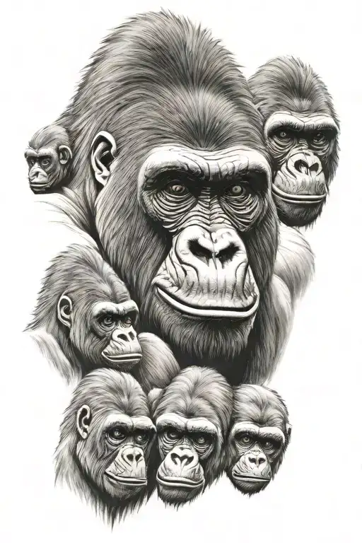 gorilla family and all tattoo design idea